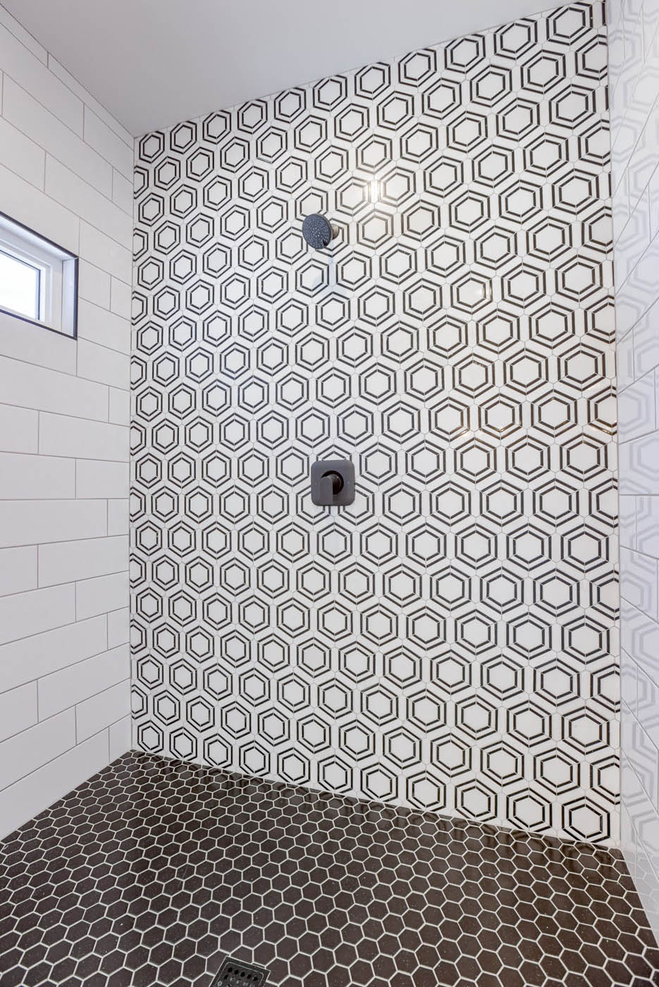 Master bathroom tiled shower detail | Coventry Ridge I | Kimberly Cahoy Design