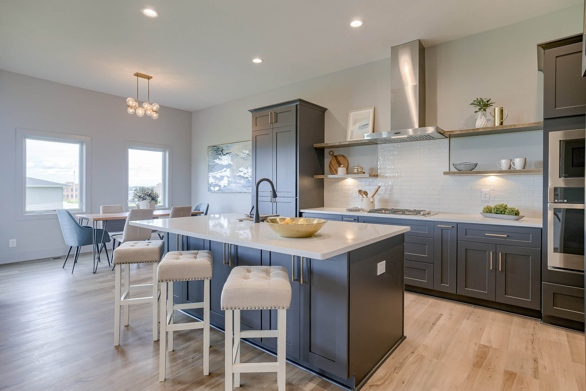 Open concept dining room and kitchen with island detail | Coventry Ridge II | Kimberly Cahoy Design